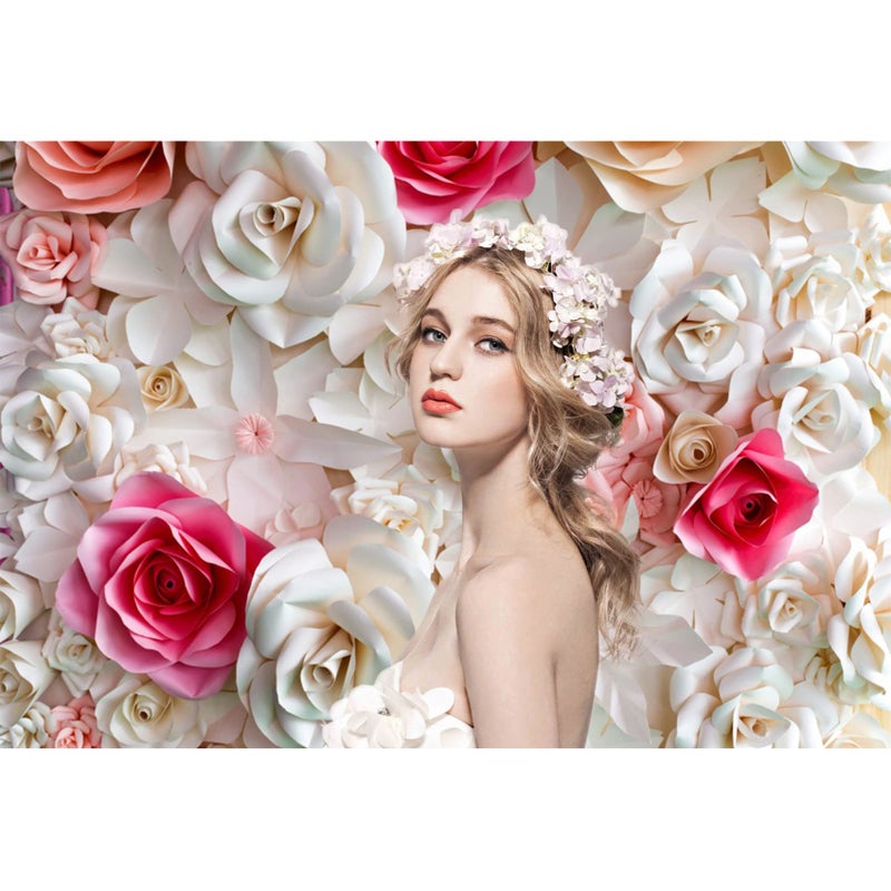 Baocicco 8x6.5ft Pink and White Paper Flowers Background Photography Backdrop Paper Flower Wall Gorgeous Wedding Flower Backdrops Beautiful Bride Baby Newborn Kids Background Props Portraits Booth - Image 2